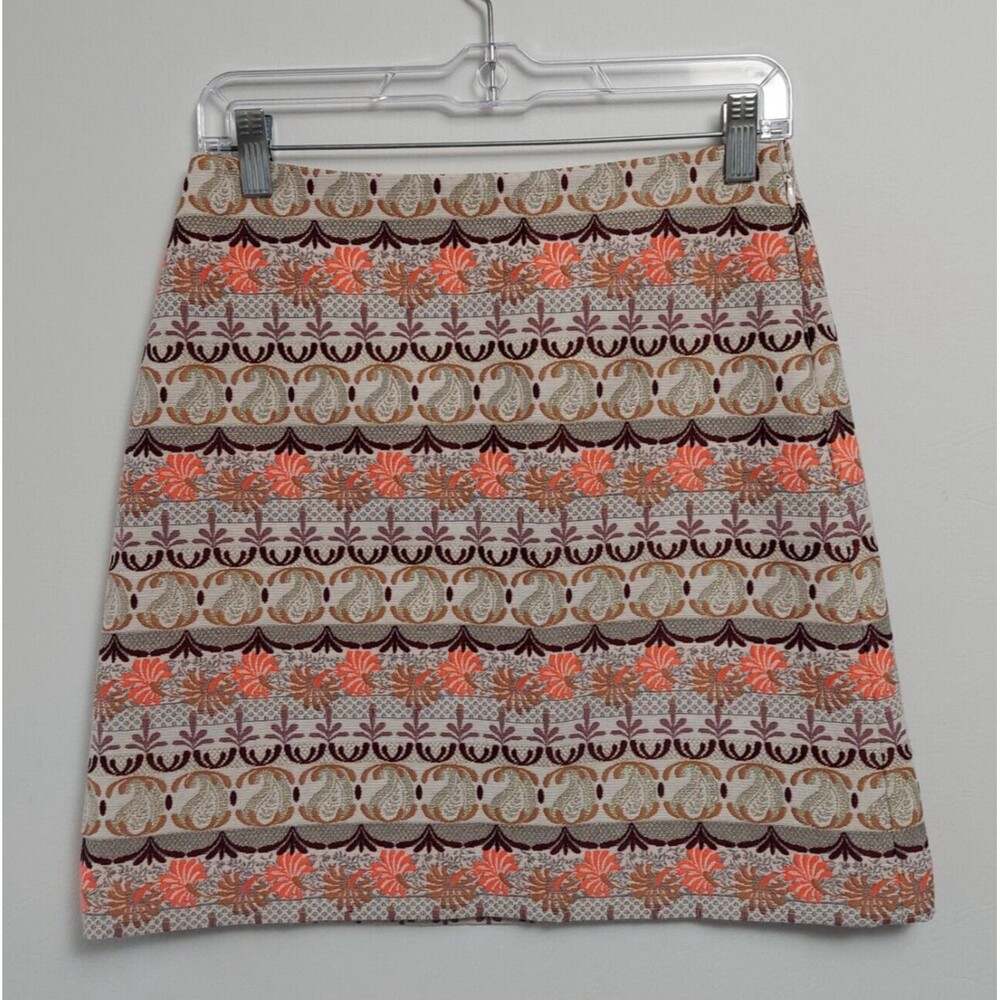 NWT Women's Anne Taylor LOFT A-Line Skirt Floral Peach‎ Beige Size 2 Pockets